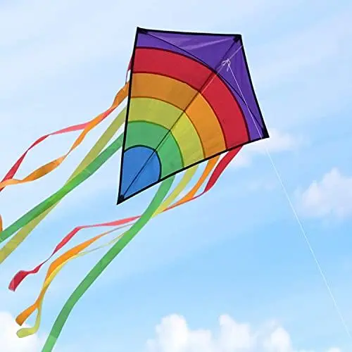 Produktbild: Drachen für Kinder, Regenbogen Drachen für Kinder und Erwachsene, Einleiner Drachen, Easy Flyer Drachen, Ideal für Outdoor Spielzeug für Strand, Park, (74 * 65cm)