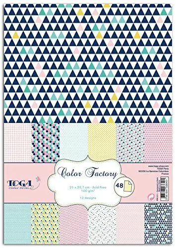 Produktbild: DRAEGER PARIS 1886 Toga ppk011 Geometrische Pastell 48 Stück aufgedruckten Blätter Papier Mehrfarbig 21 x 29,7 x 0,1 cm
