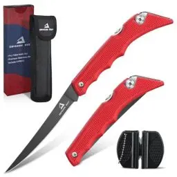 Produktbild: DRAGON RIOT Filetiermesser Fisch Scharf, Angelmesser Klappbar, Edelstahl Fischmesser mit Anti-Rutsch-Griff, Klappbare Filetiermesser Fisch Angeln, Outdoor-Messer für Fisch und Fleisch