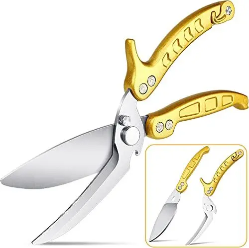 Produktbild: DRAGON RIOT Geflügelschere Abnehmbare, Heavy Duty Fleischschere, Mehrzweck-Küchenschere zum Schneiden von Knochen, Fleisch, Geflügel, Gemüse, Meeresfrüchte und Pizza, Knochenschere Gelb