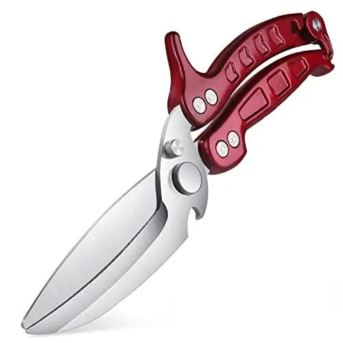 Produktbild: DRAGON RIOT Geflügelschere Abnehmbare, Heavy Duty Fleischschere, Mehrzweck-Küchenschere zum Schneiden von Knochen, Fleisch, Geflügel, Gemüse, Meeresfrüchte und Pizza, Knochenschere Rot