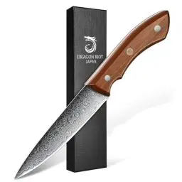 Produktbild: DRAGON RIOT Gemüsemesser 12 cm, Scharf Obstmesser Damastmesser Profi Schälmesser, Küchen Messer mit Ergonomischer Griff