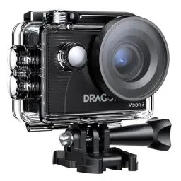 Produktbild: Dragon Touch Action Cam, 4K30FPS 20MP Unterwasserkamera WiFi 170 ° Weitwinkel mit 2 Zoll Ultra HD Screen, 4 x Zoom, 2.4G Fernbedienung, Montagezubehör-Kit und 2 Akkus 1050mAh-Vision 3