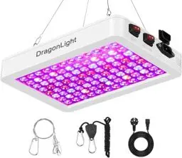 Produktbild: DragonLight 2024 Neueste BW1000 Pflanzenlampe LED Vollspektrum mit UV IR, Doppelchips LED Grow Lampe mit 3-Meter-Kabel für Gewächshaus und Zimmerpflanzen Gemüse und Blumenanbau (Weiß)
