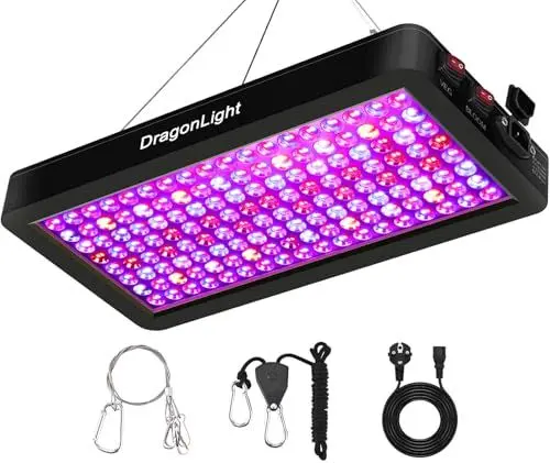 Produktbild: DragonLight 2024 Neueste BW2000 Pflanzenlampe LED Vollspektrum mit UV IR, Doppelchips LED Grow Lampe mit 3-Meter-Kabel für Gewächshaus und Zimmerpflanzen Gemüse und Blumenanbau (Schwarz)