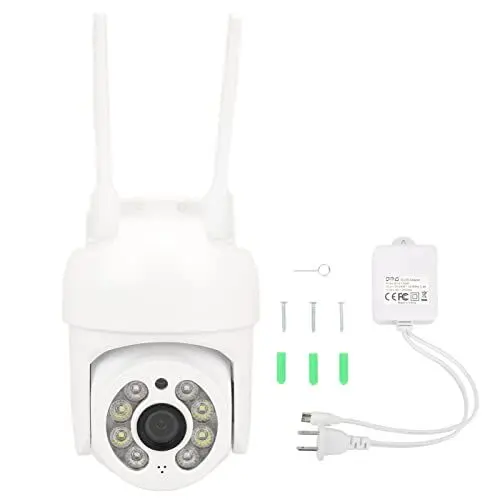 Produktbild: Drahtlose Sicherheitskamera,1080P HD WiFi Smart Heimkamera IP66 Wasserdicht Indoor Outdoor Dome-Überwachungskameras, Bewegungserkennung, Nachtsicht, Sprachanrufe, 90° 350° Drehung (EU 100-240V)