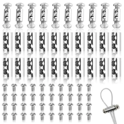 Produktbild: Drahtseilklemme 3mm, 30 Stück Drahtseil Seilklemmen mit 60 Schrauben Drahtseilklemmen Metall Selbstsichernde Schnalle Drahtklemme für Zeltseile Wäscheseile Kabelhalter