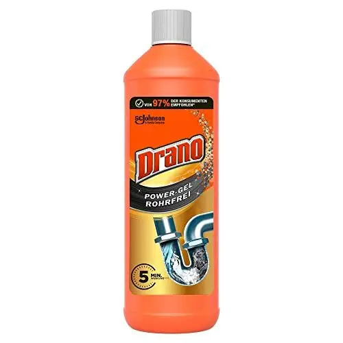 Produktbild: Drano (Mr Muscle) Extra Stark, Power Gel Rohrfrei Abflussreiniger, Rohrreiniger, für Küche & Bad, entfernt Verstopfungen, 1er Pack (1 x 1000 ml)