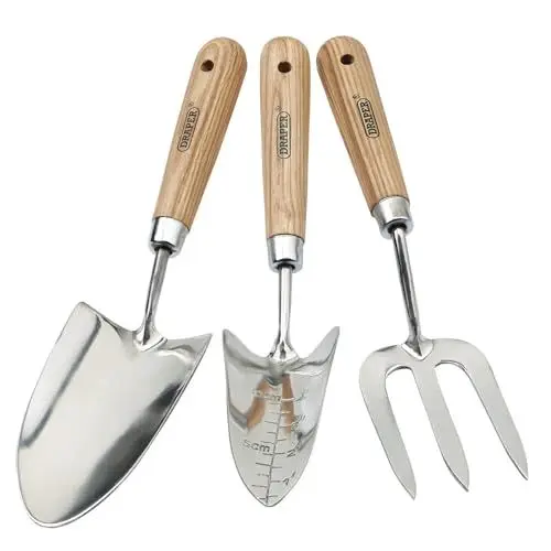 Produktbild: Draper Expert 09565 Edelstahl-Pflanzset mit Handgabel und Pflanzschaufeln 3-teilig