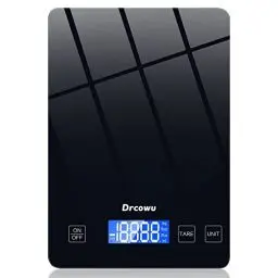 Produktbild: Drcowu Küchenwaage Digitale, 15kg Professionelle Waage Küchenwaage, Wasserdicht küchenwaagen mit LCD-Display, Kitchen Scale Lebensmittelwaage zum Kochen Backen Tara-Funktion, Touch-Taste, Schwarz