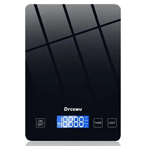 Produktbild: Drcowu Küchenwaage Digitale, 15kg Professionelle Waage Küchenwaage, Wasserdicht küchenwaagen mit LCD-Display, Kitchen Scale Lebensmittelwaage zum Kochen Backen Tara-Funktion, Touch-Taste, Schwarz