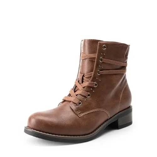 Produktbild: DREAM PAIRS Ankle Boots Damen Schnürboots Damen mit Dünnem Samtfutter, Rutschfester Sohle, Seitlichem Reißverschluss,Size 40,Braun,SDAB2429W-E