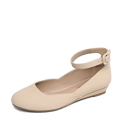 Produktbild: DREAM PAIRS Damen-Schuhe, lässig, spitzer Zehenbereich, Ballett-Komfort, weiche Slip-on-Flachschuhe,Size 42,Nackt-Nubuck,REVONA-E