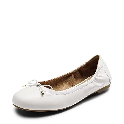 Produktbild: DREAM PAIRS Damen Ballerinas Schuhe Klassische Flache Ballerinas Damen Elegant mit Geschnürte Schleife,Size 41,Weiss,SDFA2310W-E