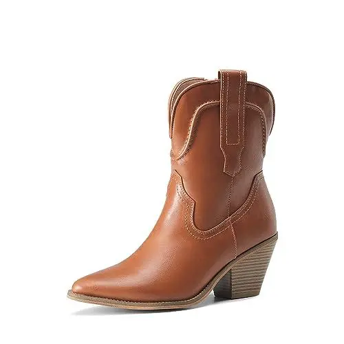 Produktbild: DREAM PAIRS Damen Cowboystiefel Stiefeletten Damen Ankle Booties Damen Boots BRAUN 38 (EUR) SDAB2302W-E