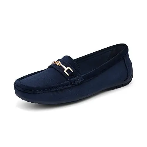 Produktbild: DREAM PAIRS Damen Loafer Bequeme Mokassins Slippers Damen Niedrige Schuhe Faltbare Klassische Loafer Blue-Suede 40 (EUR) SDLS2205W-NEW-E