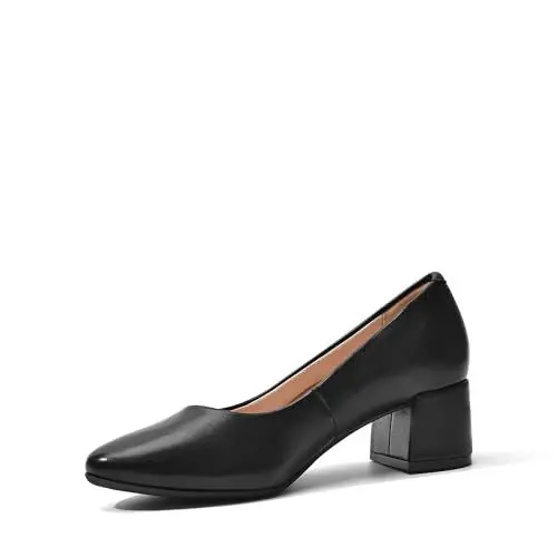 Produktbild: DREAM PAIRS Damen Pumps Elegante und Bequem, Arbeitsschuhe Gepolsterte Schuhe Pumps High Heel mit Blockabsatz SDPU2440W-E SCHWARZ-PU Größe 42 (EUR)