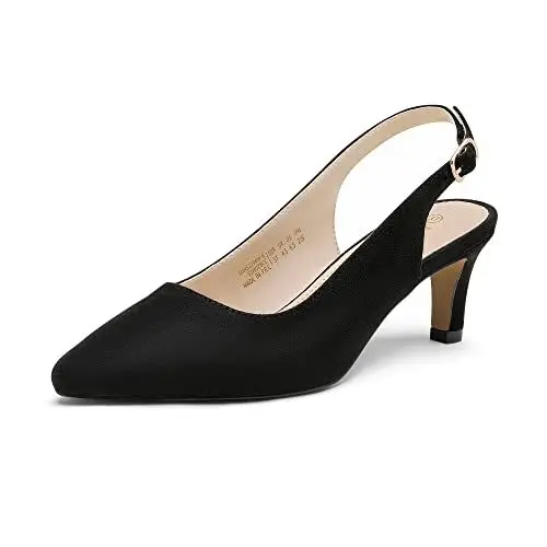 Produktbild: DREAM PAIRS Damen Pumps Slingback Sandalen Pumps für Damen Pointed Toe Kleid Partei Gericht Schuhe Damen Kitten Heel Hochzeit Schuhe SDHS2234W-E Schwarz Größe.7.5UK/41(EUR)