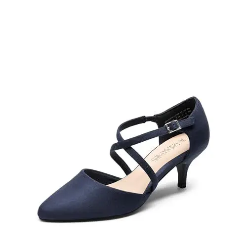 Produktbild: DREAM PAIRS Damen Sandale Pumps mit spitz zulaufenden hohen Absätzen, mit verstellbarem Schnallenverschluss,Size 42,Marine,SDPU2437W-E