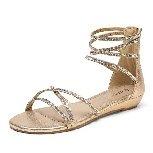 Produktbild: DREAM PAIRS Damen Sandalen flache Sandalen Sommer GOLD WEITZ Größe 36EU/5.5US