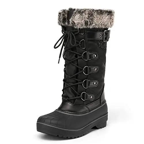 Produktbild: DREAM PAIRS Damen Schneestiefel Schnürung Wasserdichtes Obermaterial Kunstpelz-Futter rutschfeste Sohle SCHWARZ 40 Avalanche-E