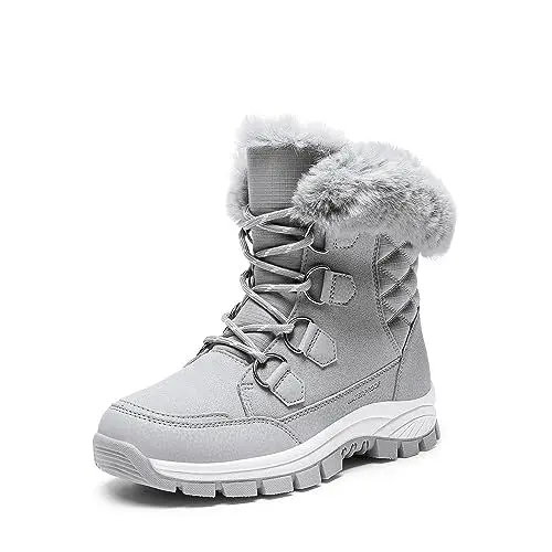 Produktbild: DREAM PAIRS Damen Winterstiefel Wasserdicht Warm gefütterte Schneestiefel Winterschuhe Winter Kurzschaft Stiefel Boots Schuhe,Size 40,Hellgrau,SDSB2305W-E