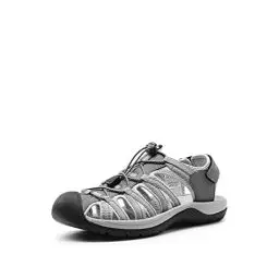 Produktbild: DREAM PAIRS Herren Strand Wandersandale Trekkingsandalen Outdoorschuhe Sommer Freizeitschuhe Wanderschuhe Sport-Outdoor Wasser Atmungsaktive Sandale GRAU/SCHWARZ 45 (EUR) 160912-M-NEW-E