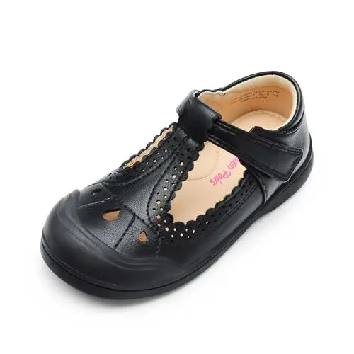 Produktbild: DREAM PAIRS Kind kleine Mädchen Mary Jane Strap Flache Schuhe Ballerinas Prinzessin Schuhe Flache Schulschuhe, T-Riemen,Size 25,Schwarz,SDFL2402K