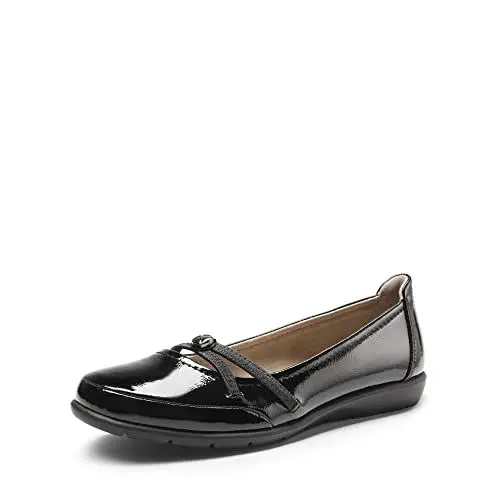 Produktbild: DREAM PAIRS Ladies Classic Ballerinas Damen Bequeme Flache Schuhe mit Kreuzriemenbesatz Aktualisierte Fassung SCHWARZ-PAT 38 (EUR) SDFA2361W-NEW-E