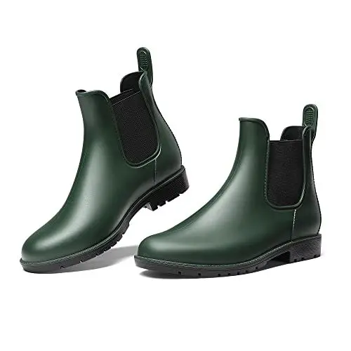 Produktbild: DREAM PAIRS Damen Gummistiefel Chelsea Boots Ankle Wellies Wasserdicht Regenstiefel, Größe 41, Olivgrün, SDRB2201W-E