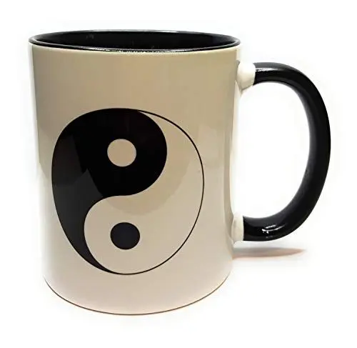 Produktbild: Dreamlife Yin Yang Kaffee-/Teetasse aus Keramik, 330ml, in Schwarz mit Geschenkskarte