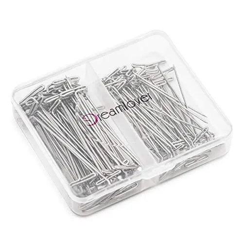 Produktbild: Dreamlover T Perücke Nadeln, Stricken T Nadeln Rostfrei, Perückenkopf Nadeln, T Pins for Wigs, 100 Stück(38mm&51mm)