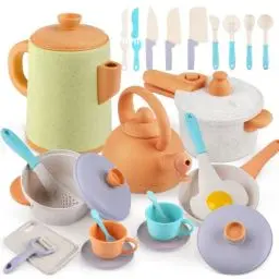 Produktbild: Dreamon Kinderküche Zubehör Spielküche Zubehör, Matschküche Zubehör Kinder Outdoor Töpfe Und Pan Set 31PCS Küchen Rollenspiele Weihnachten Geschenk für ab 3 4 5 6 Jahren