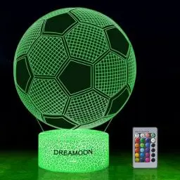 Produktbild: DREAMOON Fußball Nachtlicht, Fußball Spielzeug für Jungen, 3D Lampe mit 16 Farben Ändern und Fernbedienung, Spaß Herren Gadget Geschenkideen, Geschenk für Kinder Mädchen Jungen