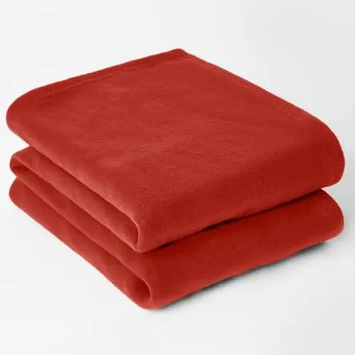 Produktbild: DREAMSCENE Großer, Warmer Überwurf aus Polarfleece über Einer weichen, luxuriösen Sofabettdecke, Rot – 120 x 150 cm