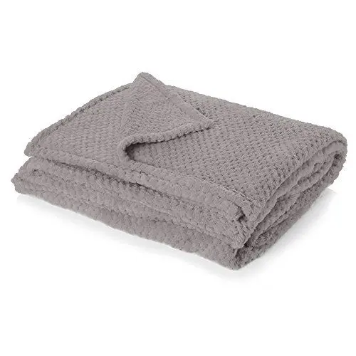 Produktbild: DREAMSCENE Premium Waffel Mink Warm Überwurf über Sofa Bett Decke anthrazit, 100% Polyester, weiches Kunstpelz, Anthrazit Grau, single-125 X 150 cm