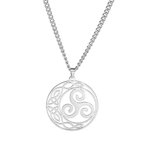 Produktbild: Dreamtimes Halskette mit keltischem Knoten Herz keltische Triquetra Mondgöttin Dreifaltigkeitsknoten Halskette irischer Knoten Schmuck für Damen und Herren (Keltischer Knoten-S)