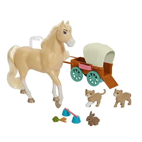 Produktbild: Dreamworks Spirit HCH51 - Tier-Babysitting mit Chica Linda Spielset mit Pferd (21 cm), Huf-Aktivierungsfunktion, 3 Tierfiguren, Leckerlis & Zubehörteile, tolles Geschenk für Kinder ab 3 Jahren