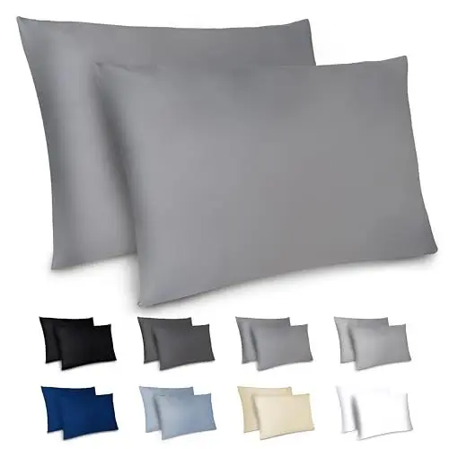 Produktbild: Dreamzie Kissenbezug 50x70 2er Set - Kopfkissenbezug 50x70 Anthrazit mit Reißverschluss aus Mikrofaser Weich, 50x70 cm Pillow Cover