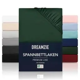 Produktbild: Dreamzie Spannbetttlaken 180x200 cm - Hoher Steg bis 33 cm - 100% Mikrofaser - Grün - Schadstoffgeprüft (Oeko TEX), Bettlaken mit Gummizug