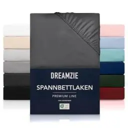 Produktbild: Dreamzie Spannbetttlaken 140x200 cm - Hoher Steg bis 33 cm - 100% Mikrofaser - Dunkelgrau - Schadstoffgeprüft (Oeko TEX), Bettlaken mit Gummizug