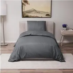 Produktbild: Dreamzie - Bettwäsche Set 135x200 cm mit 1 Kissenbezügen 50x70 cm Dunkelgrau - Bettbezug 135x200 Einzelbett aus 100% Mikrofaser - Zertifiziert ohne Chemikalien (Oeko TEX)