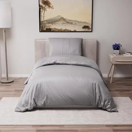 Produktbild: Dreamzie - Bettwäsche Set 135x200 cm mit 1 Kissenbezügen 80x80 cm Anthrazit - Bettbezug 135x200 Einzelbett aus 100% Mikrofaser - Zertifiziert ohne Chemikalien (Oeko TEX)