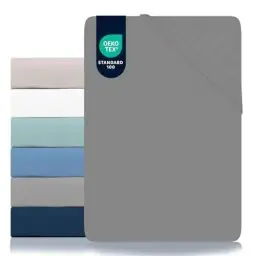 Produktbild: Dreamzie - Spannbettlaken 90x190/200cm - Mikrofaser Oeko TEX Zertifiziert - 100% Polyester - Leintuch 90x190/200 Kinder- Anthrazit