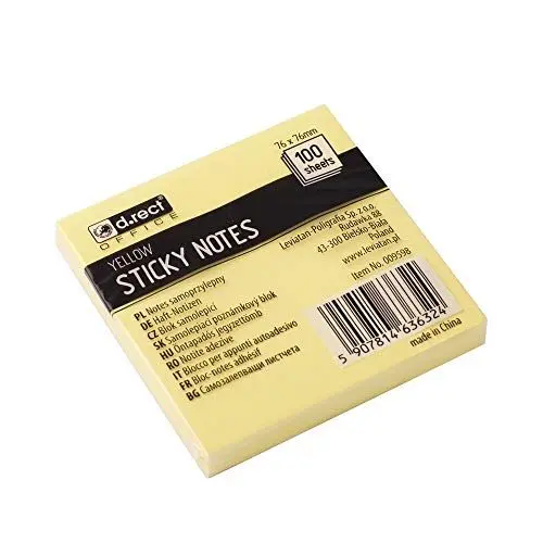 Produktbild: D.RECT Haftnotizen 76x76mm Sticky Notes selbstklebende Haftnotizzettel für Büro Haus 100 Blatt gelb