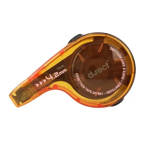 Produktbild: D.RECT Korrekturmaus Korrekturroller mit Bandschutzkappe Ideal für das Home Office, die Schule oder das Büro mit austauschbarem Einsatz Korrekturband 4,2mm x 14m