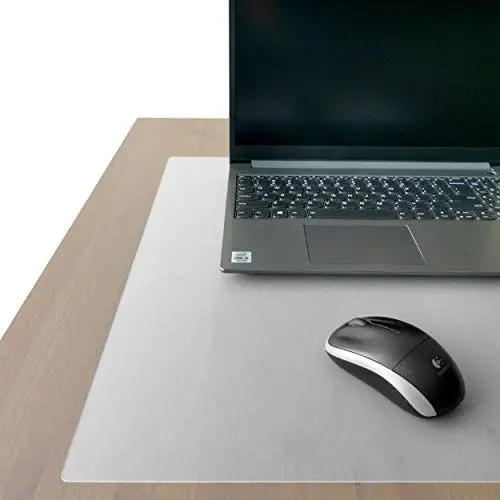 Produktbild: D.RECT Transparente Schreibtischunterlage | 70 x 50cm aus PP | Dicke 600µ, 0,6mm | rutschfeste | wasserdichte runde Kanten | Desk Mat für Büro und Zuhause 09914
