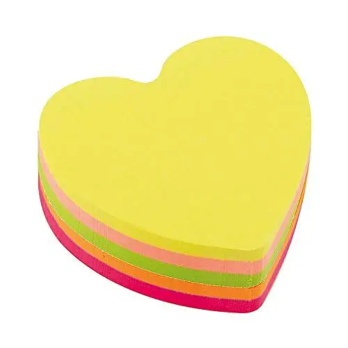 Produktbild: D.RECT - 110799 Haftnotizwürfel Super Sticky Notes | Notiz Klebezettel| Selbstklebende Haftnotizzettel in 70x70mm 400 Blatt Herz Neon