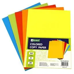 Produktbild: D.RECT – Kopierpapier, Tonpapier, Bunt A4, Farbiges Druckerpapier, Mix von 5 Farben, für Tintenstrahl und Laserdrucker, 5x20 A4-Blättern - 100 Blatt