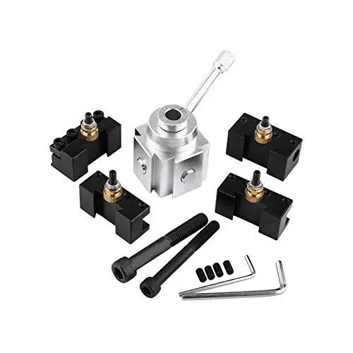 Produktbild: Drehmaschine Werkzeughalter, Schnellwechselhalter, Drehstahlter, Drehbank Schnellwechsel Stahlhalter, Satz aus Aluminiumlegierung Schnellwechsel-Werkzeughalter und Halter-Set für Mini-Drehmaschinen